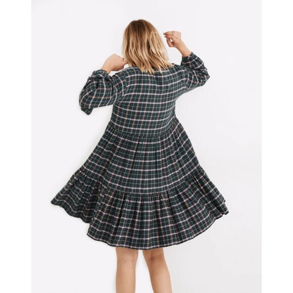 Madewell Dress Colette Flannel Plaid Mini V Neck Button Down - Picture 2 of 12
